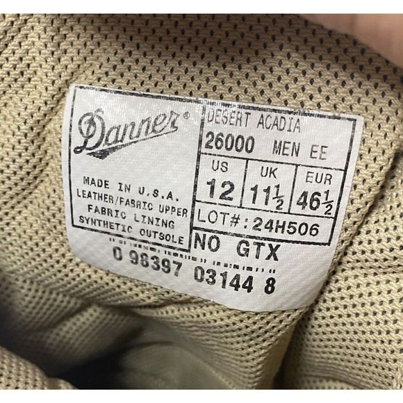Danner Desert Acadia Boots 12 US WIDE EE 10" NO GTX Tan Combat 26000 Vibram Sole - Picture 9 of 9
